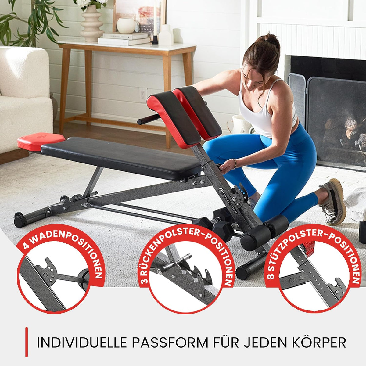 Multifunktionale Hantelbank verstellbar Rückenstrecker Römischer Stuhl Flat Decline 660 lbs Modell FF-TB011384