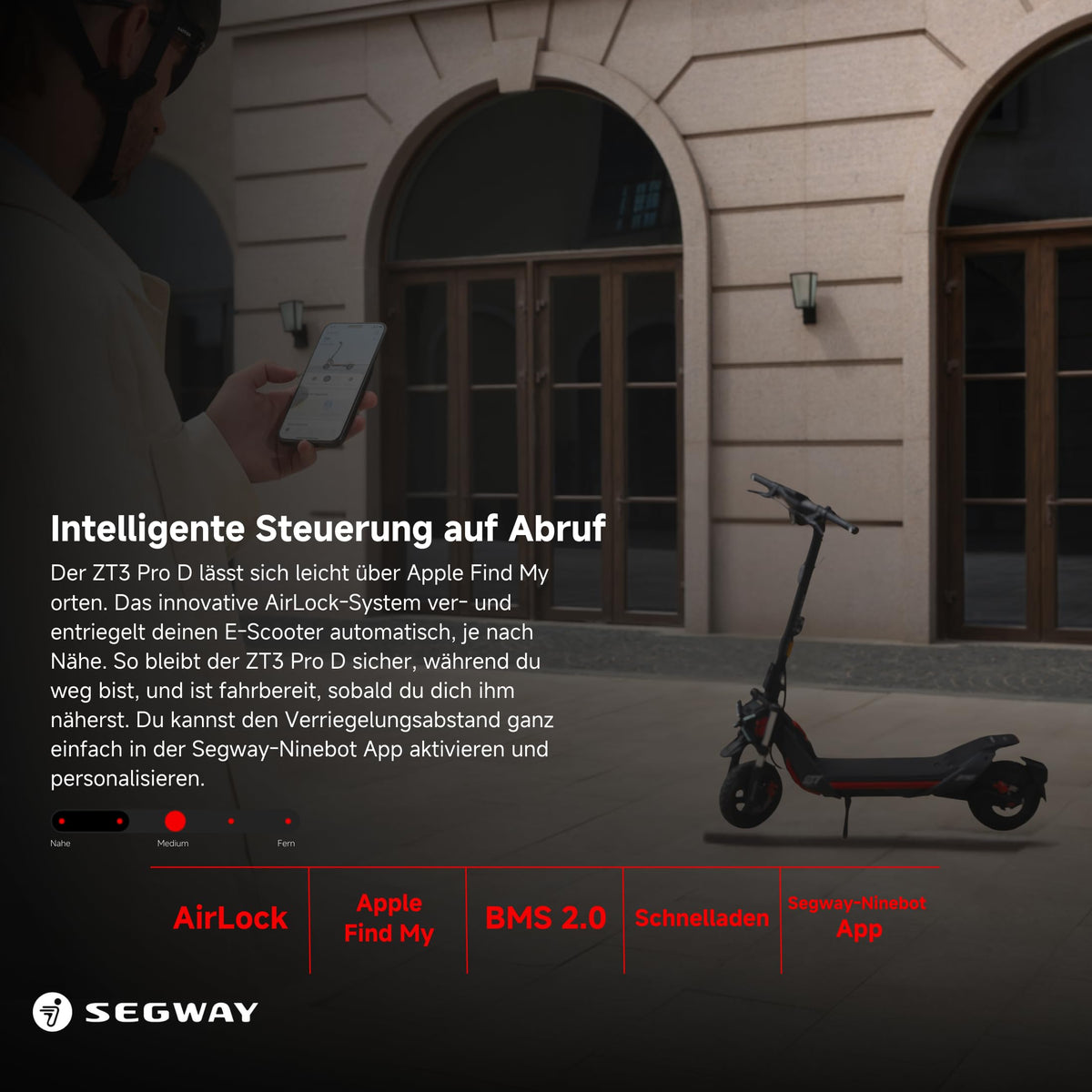 E-Scooter ZT3 Pro D mit 70 km Reichweite Vollfederung 11 Zoll Offroad-Reifen 120 kg Tragkraft und Apple Find My