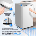Mini Gefrierschrank 73L 4 Sterne GS-75.2-C freistehend 41 dB Energieklasse C 3 Fächer wechselbarer Türanschlag Silber