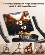Heimtrainer Fahrrad TEB5 mit 32-stufigem Magnetwiderstand LED-Touchmonitor App-Anbindung Herzfrequenzmessung 150 kg