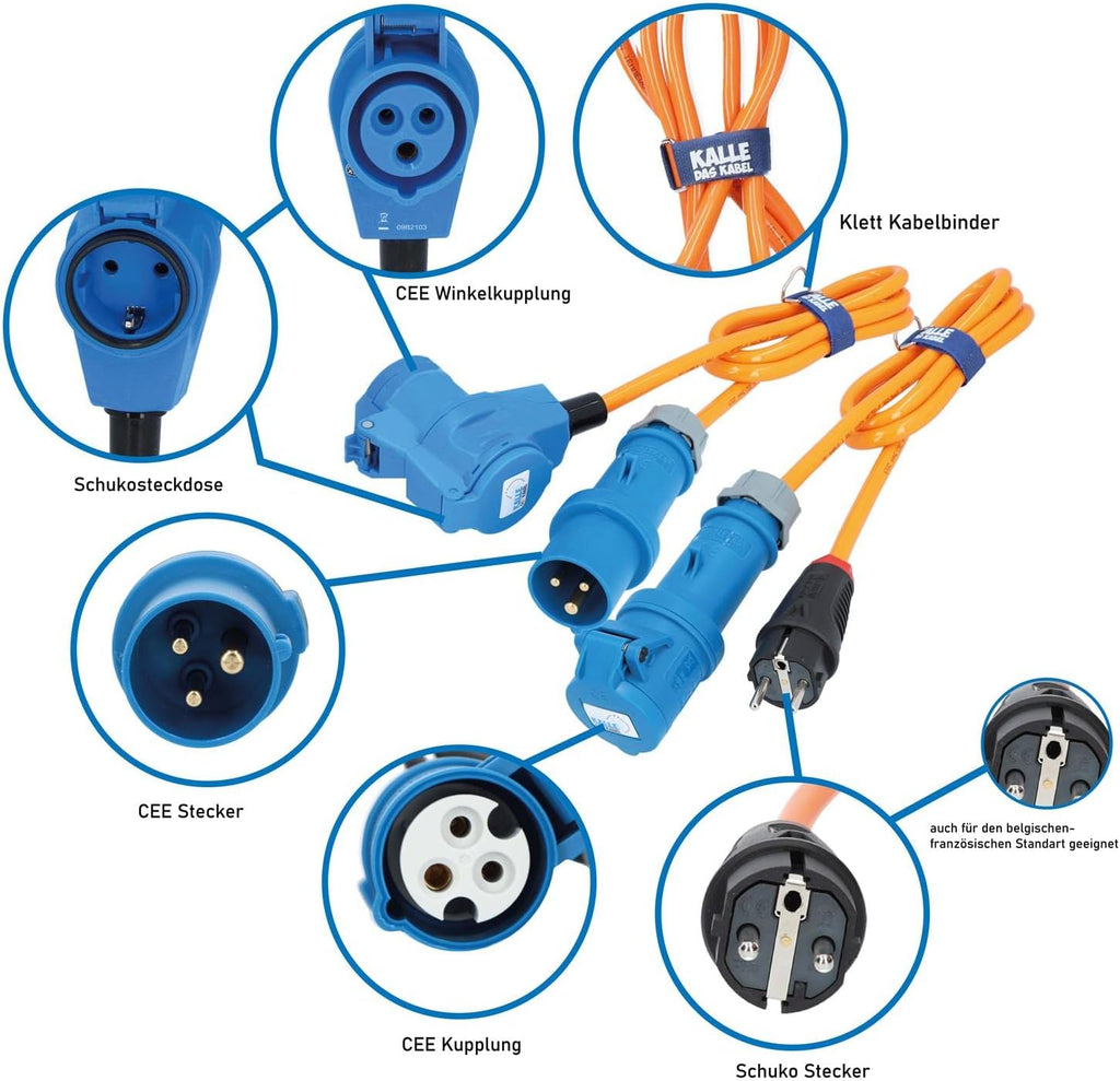 CEE Campingkabeltrommel EXTREME SIGNAL V116885 25 m H07BQ-F 3G 2,5 mm² mit Winkelkupplung und Adapterleitung IP44