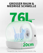 Selbstreinigende Katzentoilette Pura Max 2 76L mit App Steuerung und Geruchsbeseitigung für Mehrkatzenhaushalt Weiß