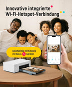 Fotodrucker 10x15 cm tragbar DHP513 Farbstoffsublimation 300 DPI WLAN USB kompatibel mit Smartphone PC inkl Fotopapier und Patrone