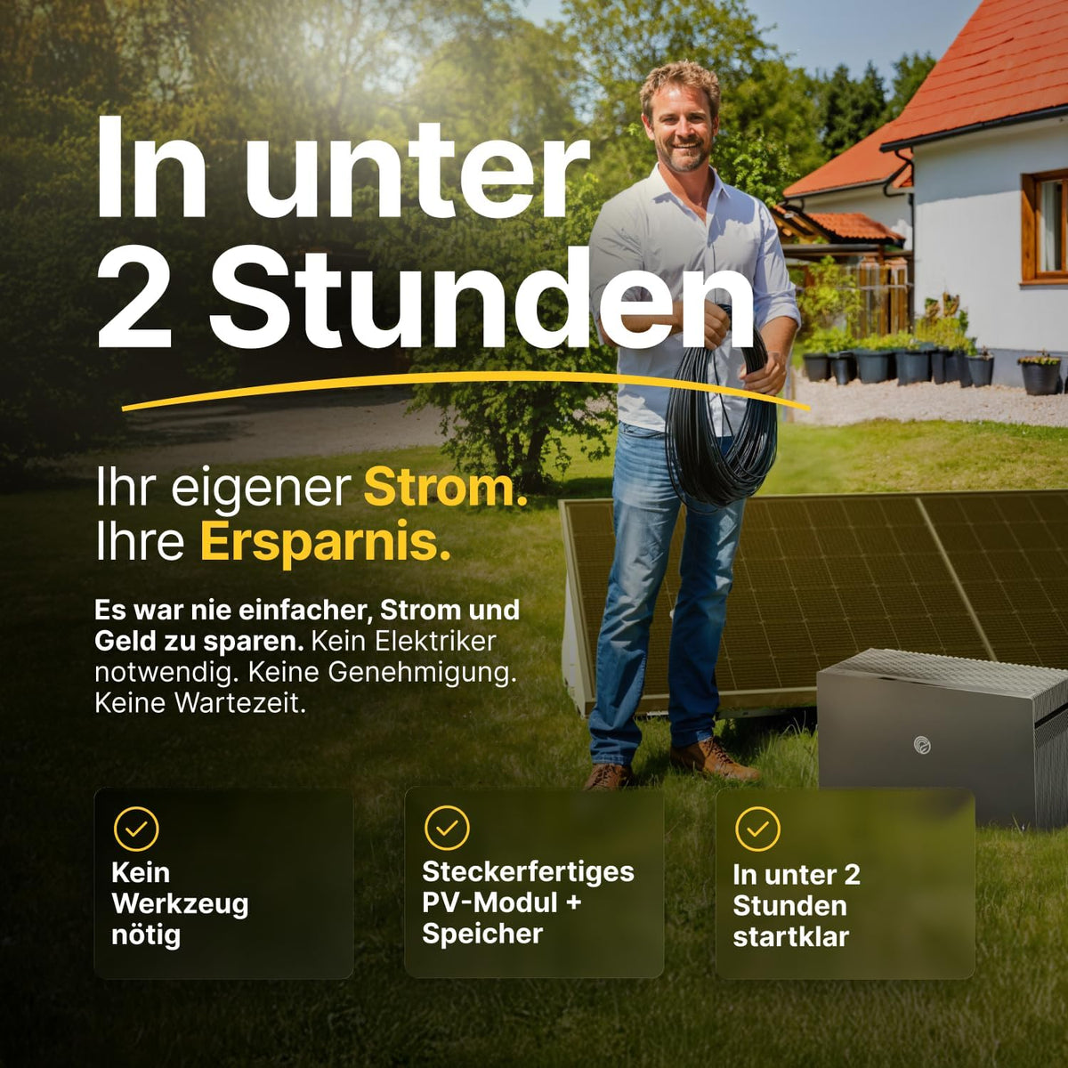 Balkonkraftwerk Solaranlage Komplettset 1000W 800W Wechselrichter 2x500W bifaziale Solarmodule 5m Anschlusskabel ohne Halterung