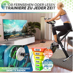 Klappbarer Heimtrainer Tretmann Home mit Magnetwiderstand 16 Stufen gepolstertem Sitz und 150 kg Belastbarkeit