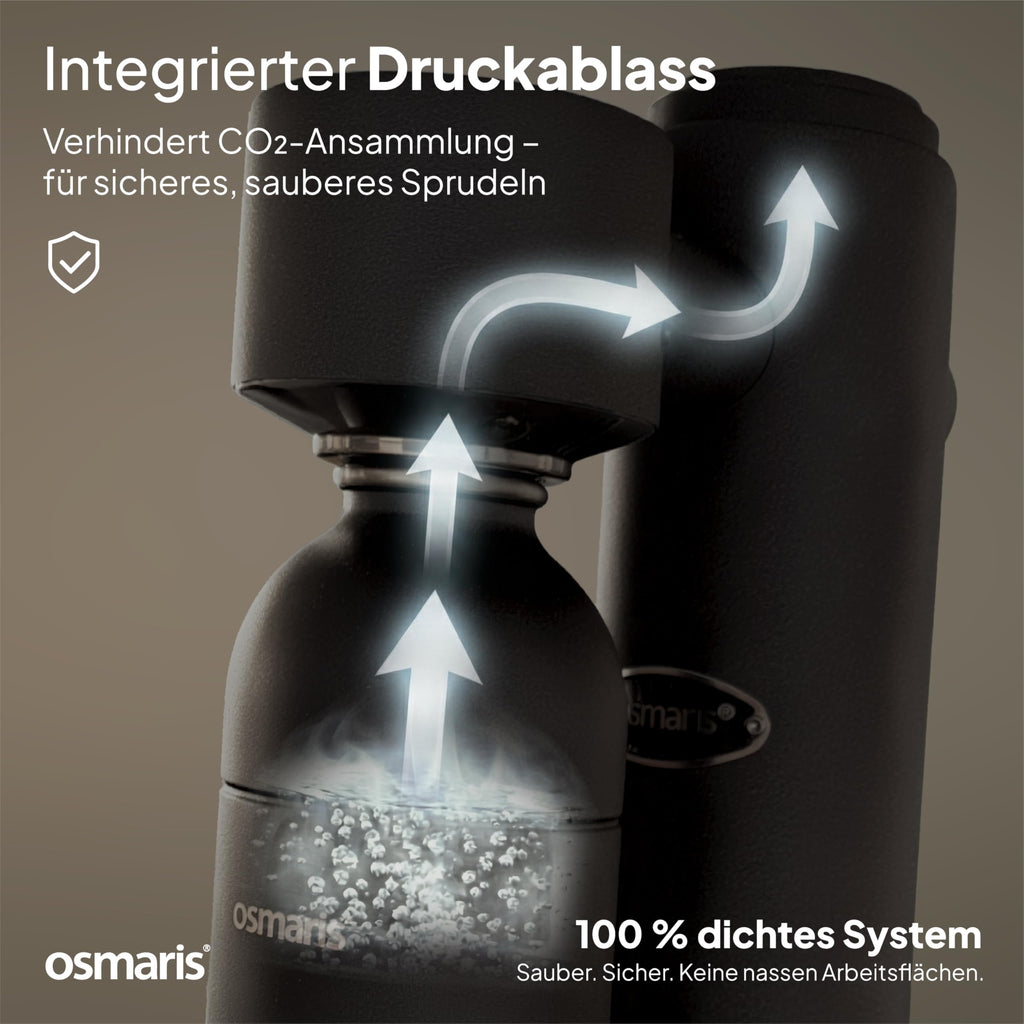 Wassersprudler Edelstahl Sparkle One mit 2x 1,1 L Edelstahlflaschen Druckablassventil