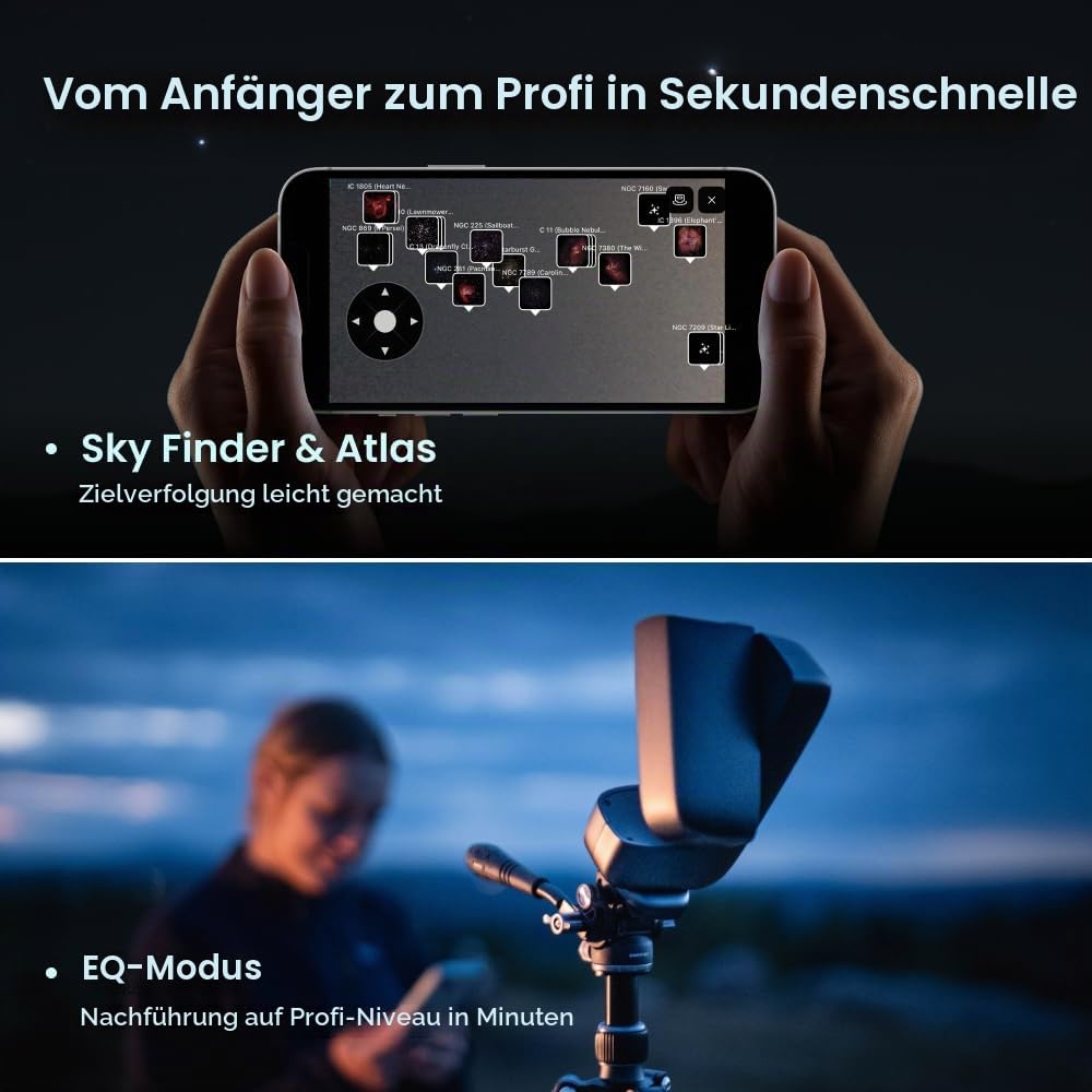 Smart-Teleskop Dwarf Mini 30 mm 150 mm für Astrofotografie mit Auto GOTO Autofokus AZ EQ-Modus und integriertem Filter