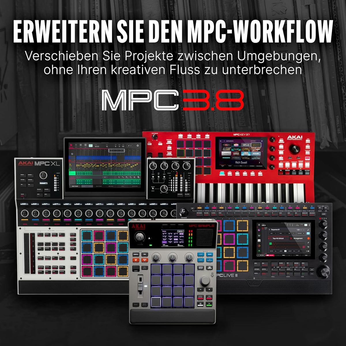 Standalone Sampler Sequenzer und Effektprozessor MPCSAMPLE mit Akku USB-C integriertem Lautsprecher und Mikrofon