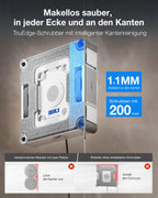 Fensterputzroboter W3 OMNI für Glas 800 N Saugkraft 3-Düsen-Sprühfunktion 350 ml App-Steuerung automatische Wischpadreinigung Kantenreinigung