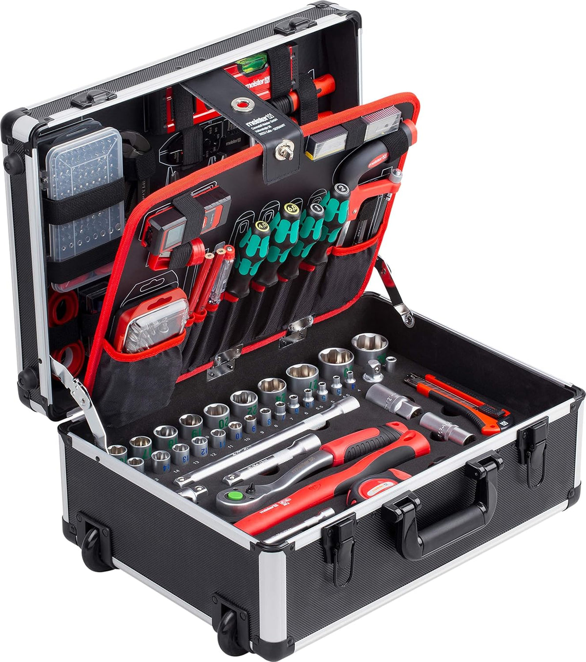 Werkzeugtrolley 238-teilig 8973770 mit Werkzeug Set Aluminiumkoffer Rollen und Teleskopgriff