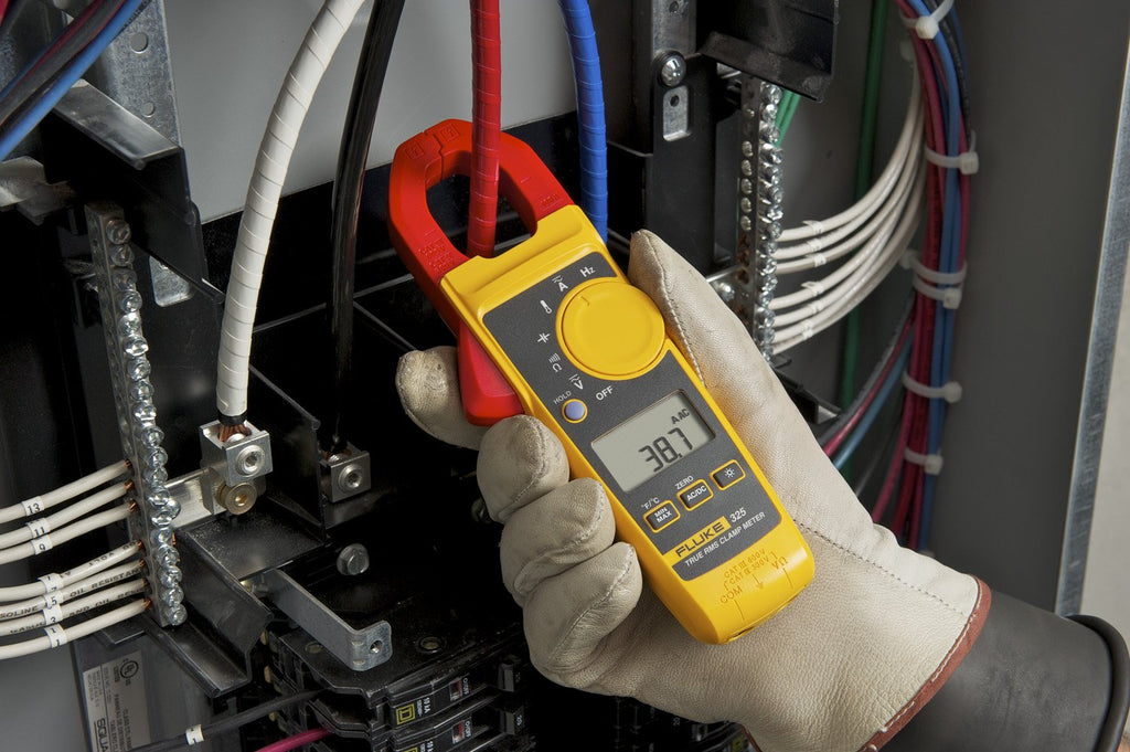Echteffektiv-Strommesszange 325 AC/DC Messgerät bis 400 A und 600 V mit Temperaturmessung
