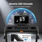 Laufband klappbar mit Steigung MR-T12B2 0–15% Neigung 0.8–12 km/h 136 kg Tragkraft 42×108 cm Lauffläche App Steuerung