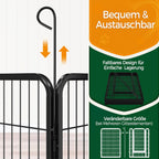 Welpenauslauf Metall 16-teilig 100 cm hoch 2 Türen Faltbar mit automatischer Verriegelung schwarz