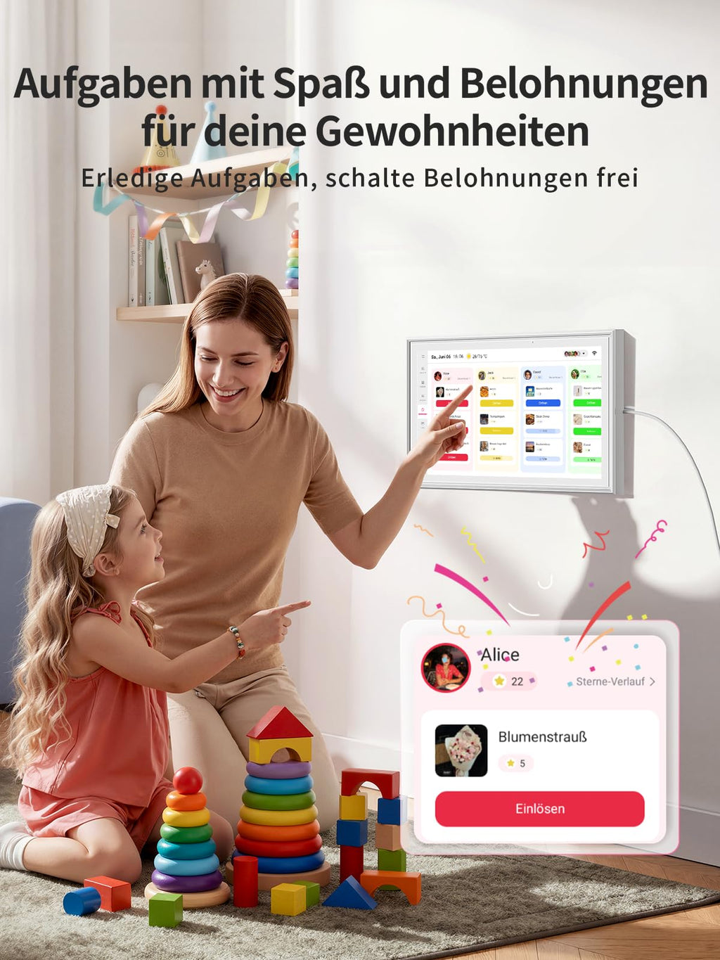 Digitaler Familienkalender DC01 10,1 Zoll Touchscreen 1080P mit Tages Wochen und Monatsplanung