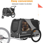 Hundefahrradanhänger 2 in 1 Jogger bis 45 kg faltbar mit 90 x 56 x 63 cm Kabine