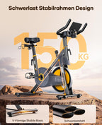 Heimtrainer Fahrrad TEB5 mit 32-stufigem Magnetwiderstand LED-Touchmonitor App-Anbindung Herzfrequenzmessung 150 kg