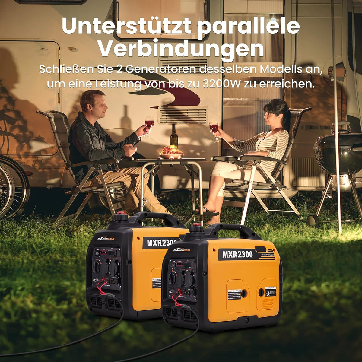 Inverter Stromerzeuger 2300W MXR2300 Benzin 4-Takt 230V USB tragbar leiser Generator Camping Wohnmobil Notstrom