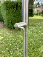 Gartendusche Aussendusche Pooldusche Edelstahl Nickel gebürstet 360° schwenkbarer Duschkopf 2 Strahlarten Antikalkdüsen