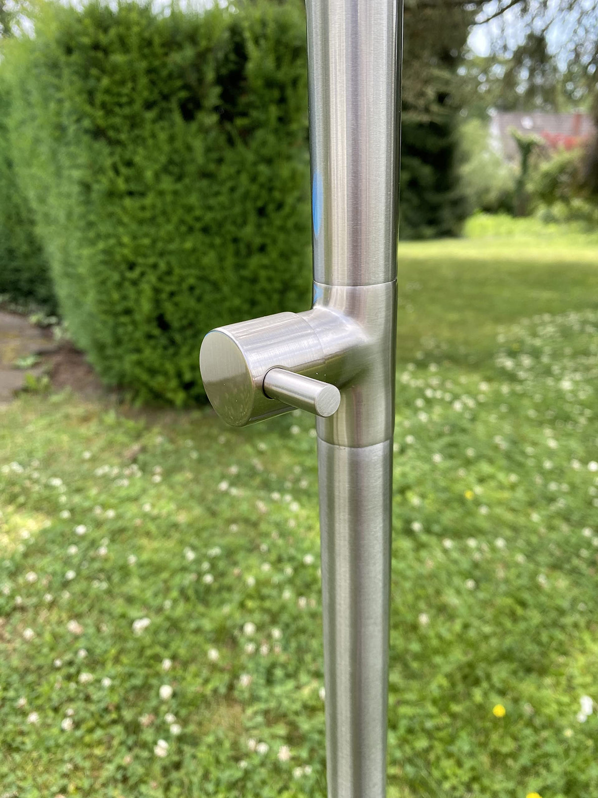 Gartendusche Aussendusche Pooldusche Edelstahl Nickel gebürstet 360° schwenkbarer Duschkopf 2 Strahlarten Antikalkdüsen