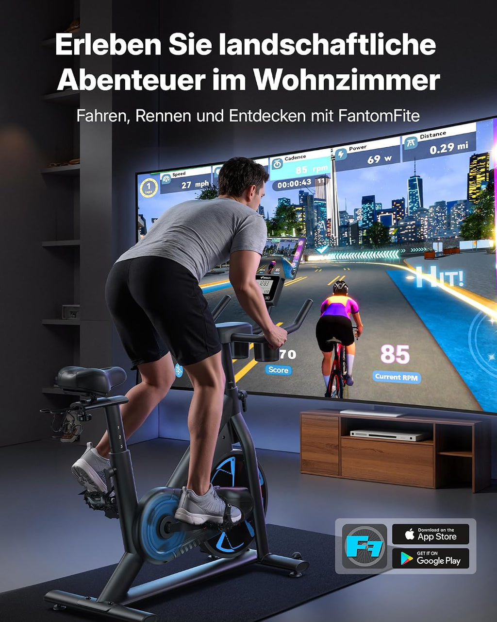 Heimtrainer Fahrrad MR-S36 mit Magnetbremssystem 8kg Schwungrad 8 Widerstandsstufen App-Konnektivität bis 150kg