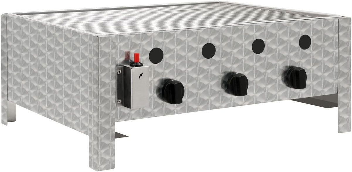 Gas Gastrobräter 3-flammig Edelstahl GB-K1103B Tischgasgrill 10000W 64x52x27 cm für Outdoor