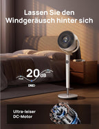 Standventilator mit Oszillation und App-Steuerung DR-HPF008S 120°+120° 9 Stufen 20 dB 89 cm Höhe Timer LED Licht Weiß