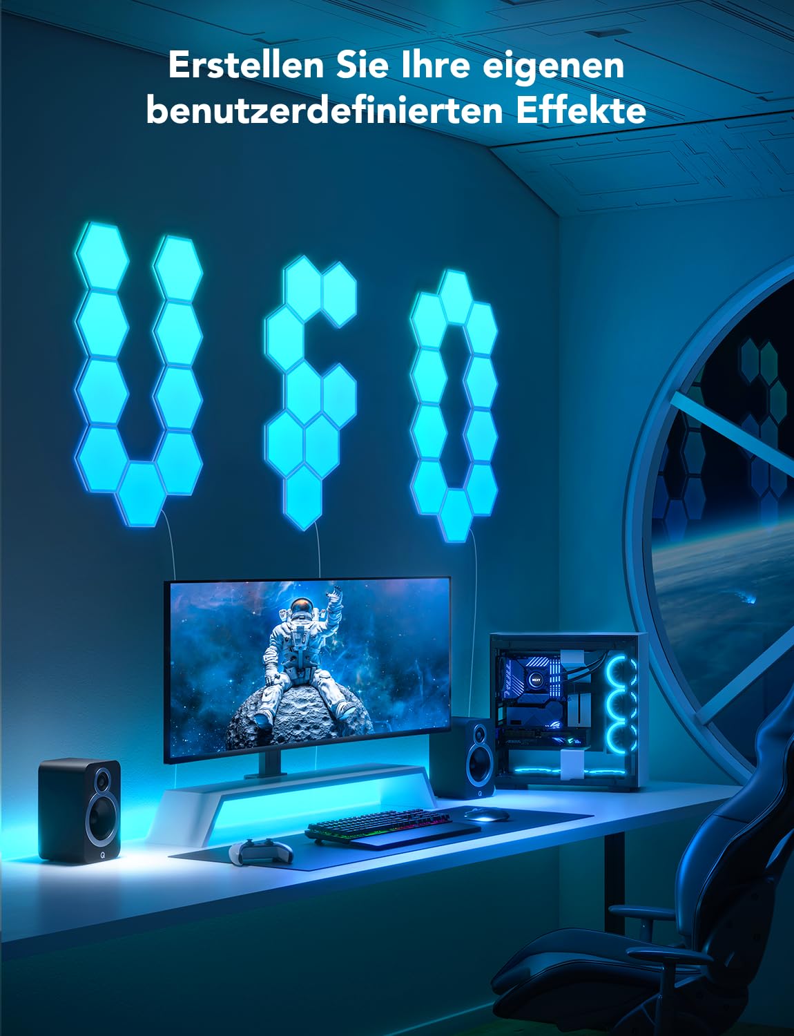 LED Hexagon Panel 10er Set RGBIC Wandleuchte Gaming Beleuchtung 36W WLAN App Alexa Google Assistant Musik Sync
