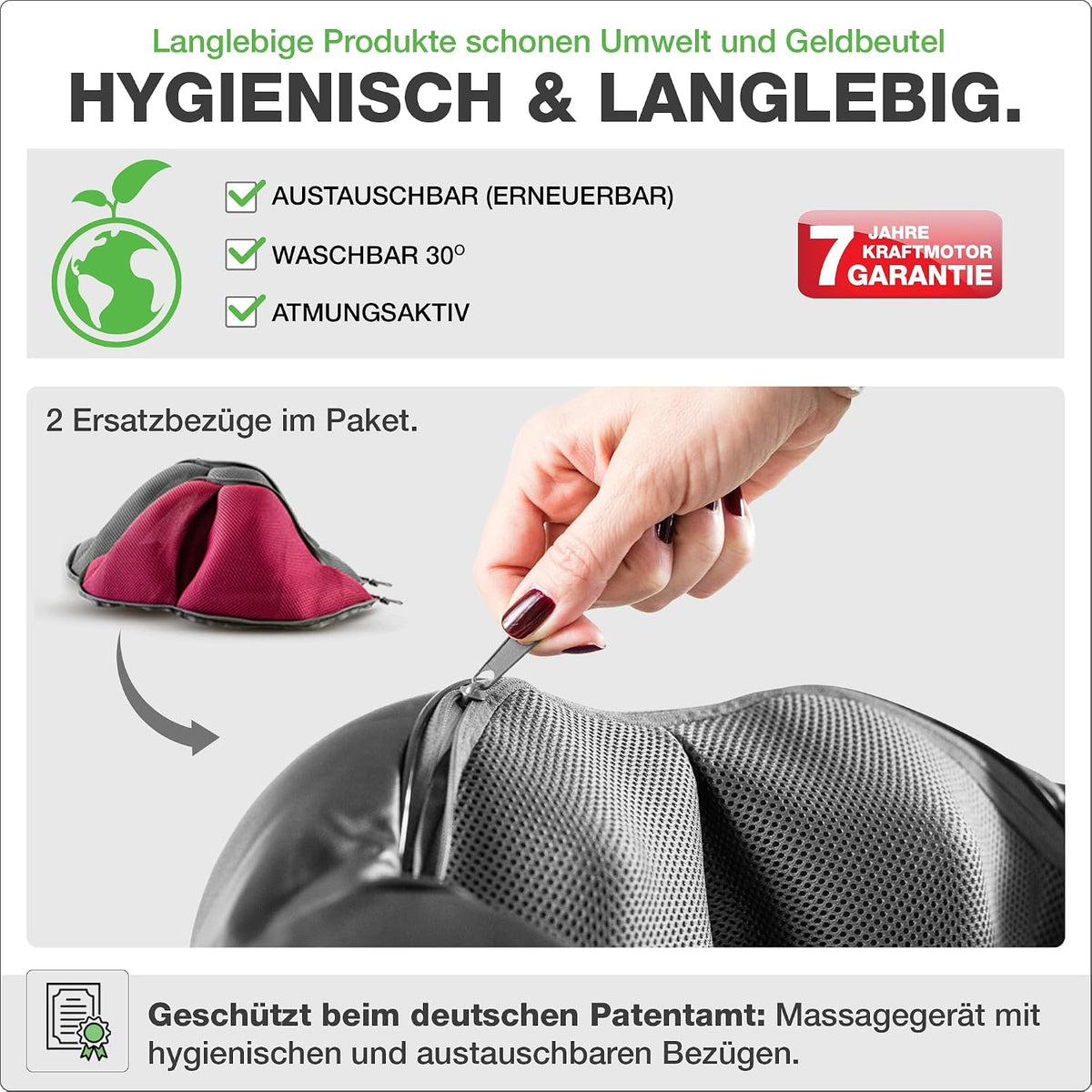 Nackenmassagegerät Shiatsu mit Wärme und Vibration NM089 4D Massageköpfe Kabelgebunden Schulter Rücken Beine Massagegerät