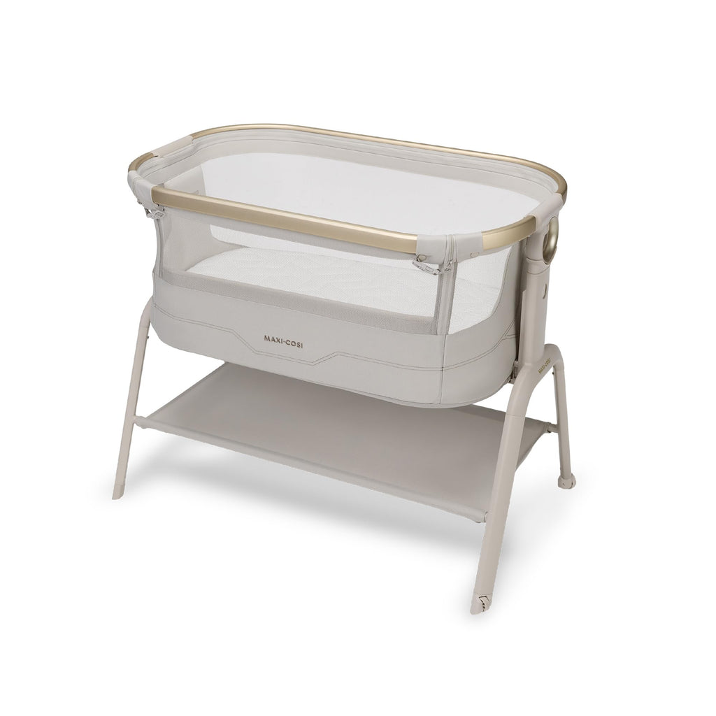 Stubenbett Baby Iora² 5-fach höhenverstellbar mit CloudCore-Matratze 5 cm Easy Slide 2 Rollen Elegance Beige