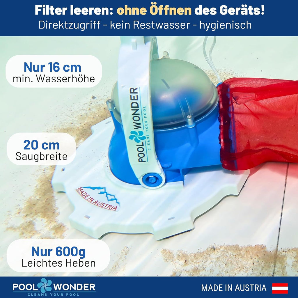 Akku Poolreiniger Marvelix kabellos Poolsauger mit Filter 20 cm Saugbreite wiederaufladbarer Lithium Akku
