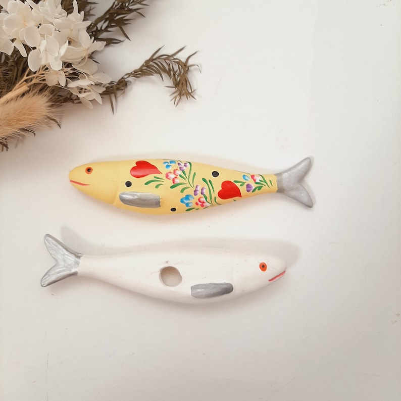 Keramiksardinen Hängesardine Handbemalt 14cm