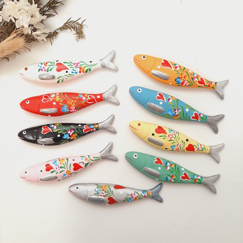 Keramiksardinen Hängesardine Handbemalt 14cm