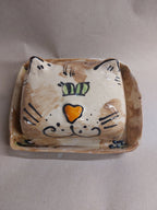 Keramik Butterdose Katze 250g - Handgefertigt, Spülmaschinenfest, Mikrowellengeeignet