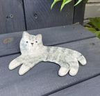 Handgefertigte Keramik Pinselhalter Katze, 13x8 cm, Steinzeugton