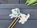 Keramik Pinselhalter Hund Polka Dot, Handgemachter Pinselständer für 2 Pinsel, Steinzeugton