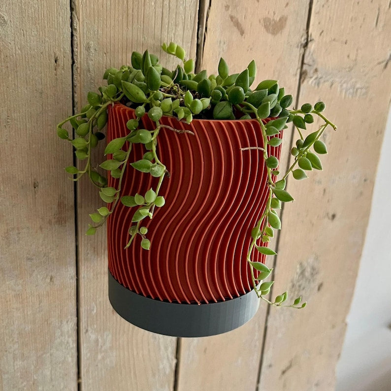 Selbstbewässernder Wandblumentopf mit Wasserreservoir – Moderner Pflanzentopf, Weiß, Aufhängung, Minimalistisch, 120x90 mm