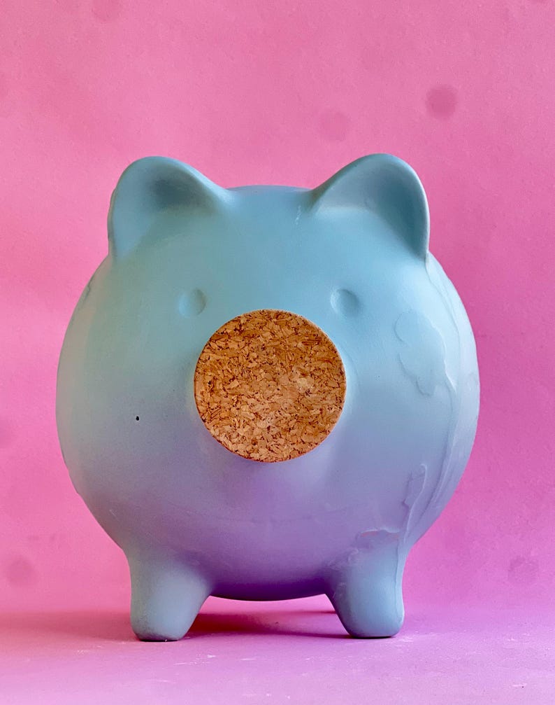 Keramik-Sparschwein mit Blumenrelief, Steinzeug, Grau, 16 cm Höhe
