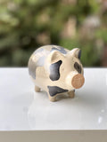 Keramik Sparschwein mit Kuhdruck - Handgefertigte Spardose für Münzen, Bauernhaus Dekoration, Groß 16 cm