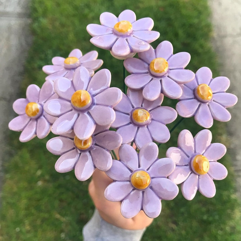 Keramik Gänseblümchen Blume Wohnkultur, 4 cm Durchmesser, 20 cm Stiel, 8 Farben