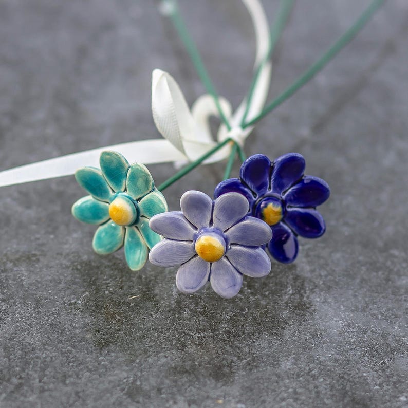 Keramik Gänseblümchen Blume Wohnkultur, 4 cm Durchmesser, 20 cm Stiel, 8 Farben