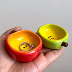 Handgefertigte Keramik-Ringschale Apfelform 5 cm - Kleine Schmuckschale Schreibtischdekoration