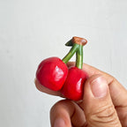 Keramikobst-Dekor-Set – Erdbeer-Granatapfel-Kirsch-Figuren, Handgefertigte Mini-Figuren für Regal-Schreibtisch-Dekoration