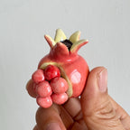 Keramikobst-Dekor-Set – Erdbeer-Granatapfel-Kirsch-Figuren, Handgefertigte Mini-Figuren für Regal-Schreibtisch-Dekoration