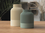 Gerippte Japandi-Vase, modernes minimalistisches Gefäß für Trockenblumen, Dekoration