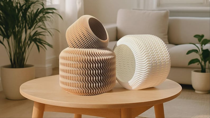 Moderner Blumentopf XXL - Geometrischer Pflanztopf aus PLA, Minimalistisches Design für Innen, 10-25cm