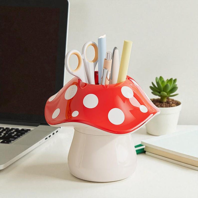 Pilz-Stifthalter für Schreibtisch, niedlicher Schreibtisch-Organizer, Cottagecore-Dekoration
