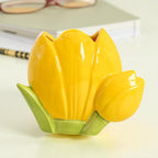 Keramik Tulip Make-up Pinsel Halter, Blumen Stiftetopf für Schreibtisch, Floral Bleistift Organizer