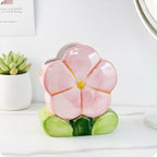 Keramik Blumen Stiftehalter Tulip & Blossom Schreibtisch Organizer Pastell Make-up Pinsel Ständer