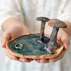 Keramik Pilz Trinket Tablett, Schmuck Catchall, Forestcore Eitelkeit Dekor