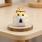 Keramik Tierfigur mit Holzsockel, 5 cm Schreibtischdekoration, Hamster Figur